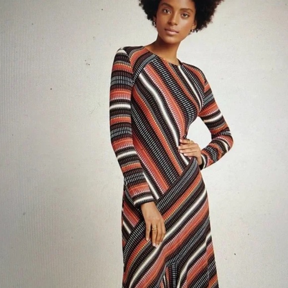 Maeve by Anthropologie Parkside Knit Jersey Striped Midi Dress Size M - Picture 5 of 14